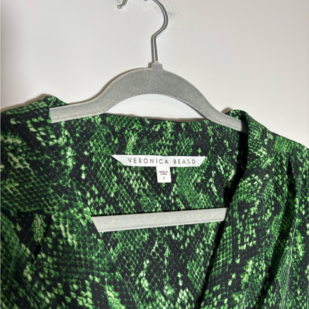 Veronica Beard Merci Python Print Silk Blouse Eme… - image 6